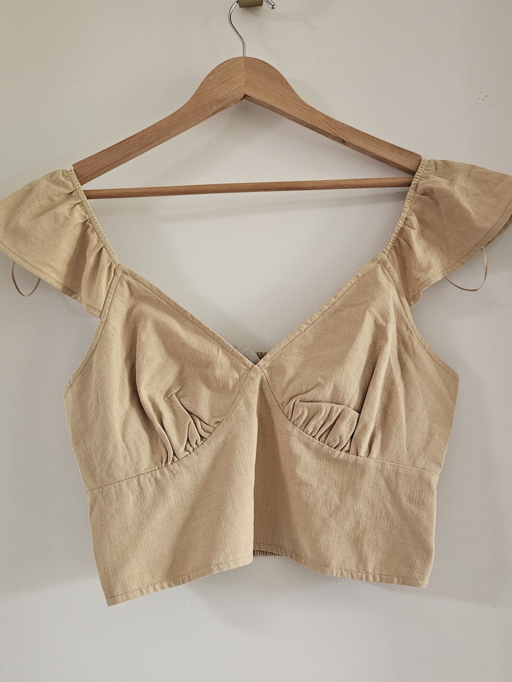 Beige Off-Shoulder Crop Top - Women
